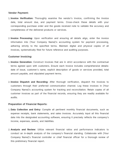 Free Accounts Standard Operating Procedure (SOP) Template to Edit Online