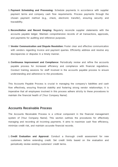 Free Accounts Standard Operating Procedure (SOP) Template to Edit Online