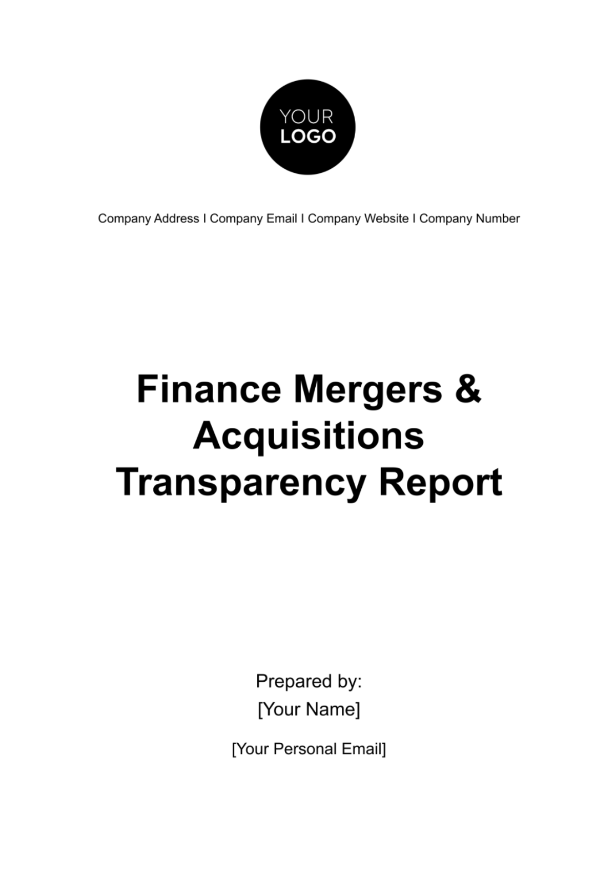 Finance Mergers & Acquisitions Transparency Report Template - Edit Online & Download