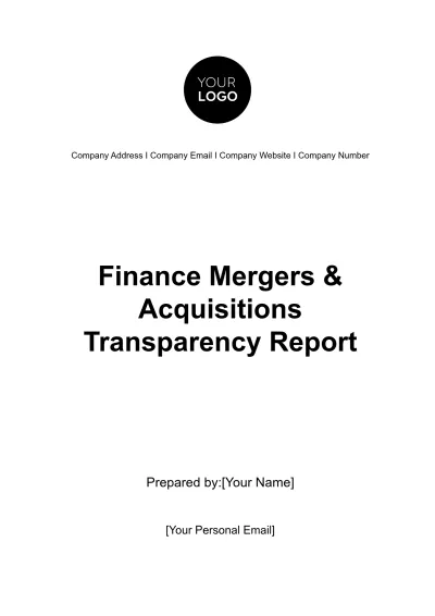 Free Finance Mergers & Acquisitions Transparency Report Template to Edit Online