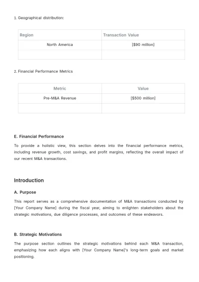 Free Finance Mergers & Acquisitions Transparency Report Template to Edit Online