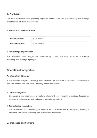 Free Finance Mergers & Acquisitions Transparency Report Template to Edit Online