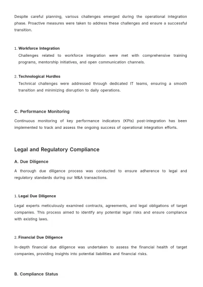 Free Finance Mergers & Acquisitions Transparency Report Template to Edit Online