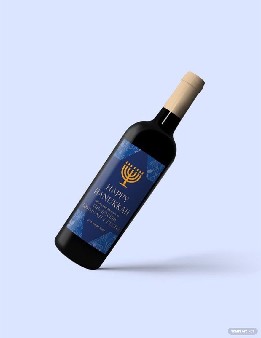 Hanukkah Wine Bottle Label Template