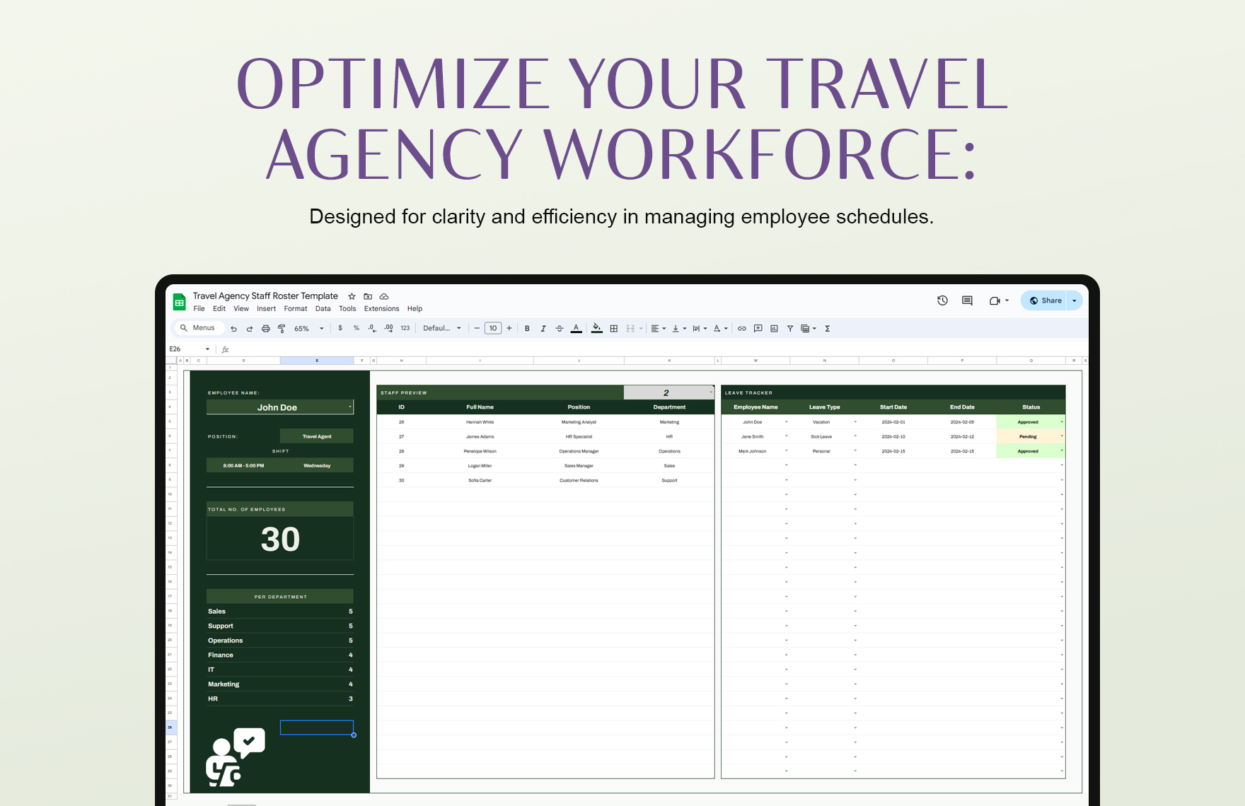Travel Agency Staff Roster Template