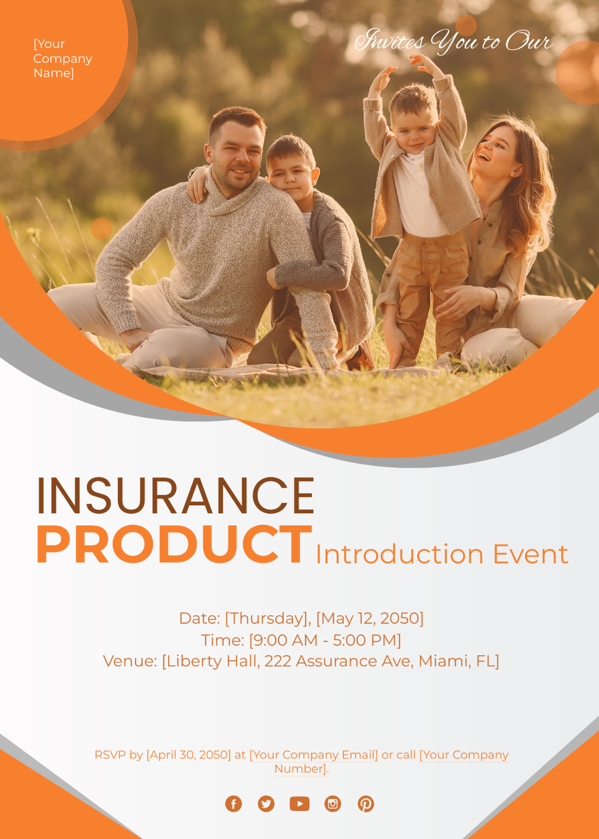 Insurance Products Introduction Event Invitation Card Template