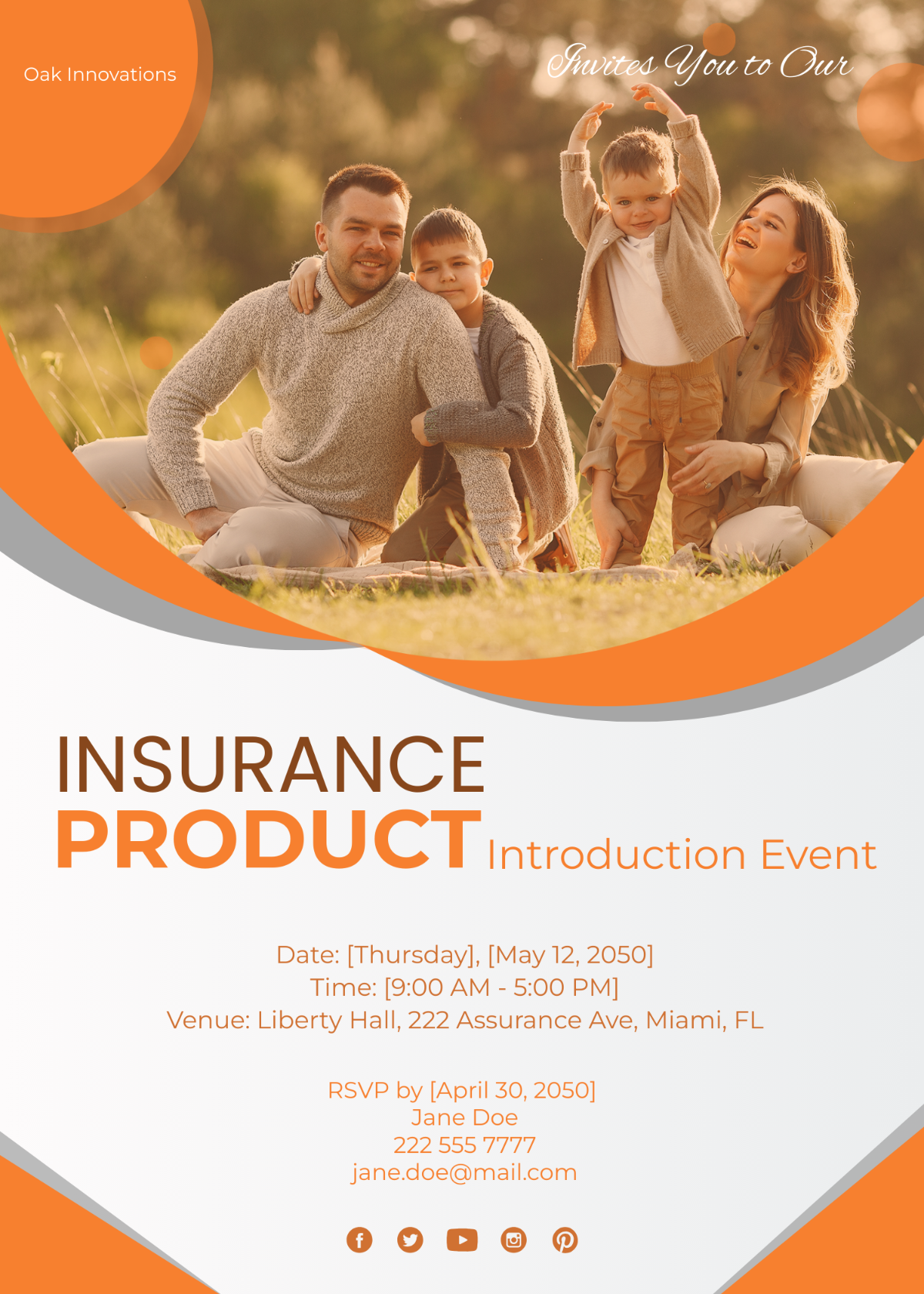 Insurance Products Introduction Event Invitation Card Template