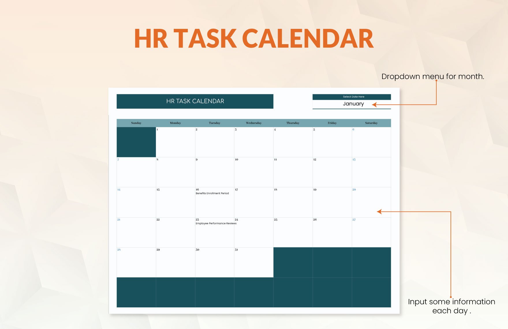 HR Task Calendar Template