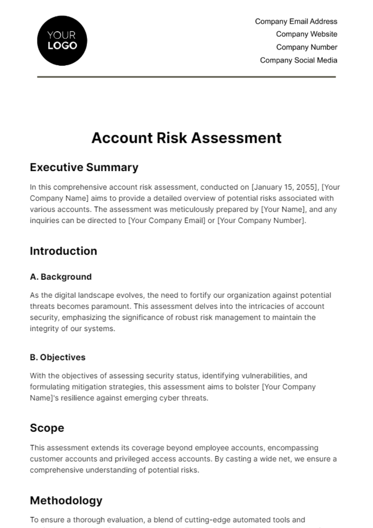 Free Account Risk Assessment Template