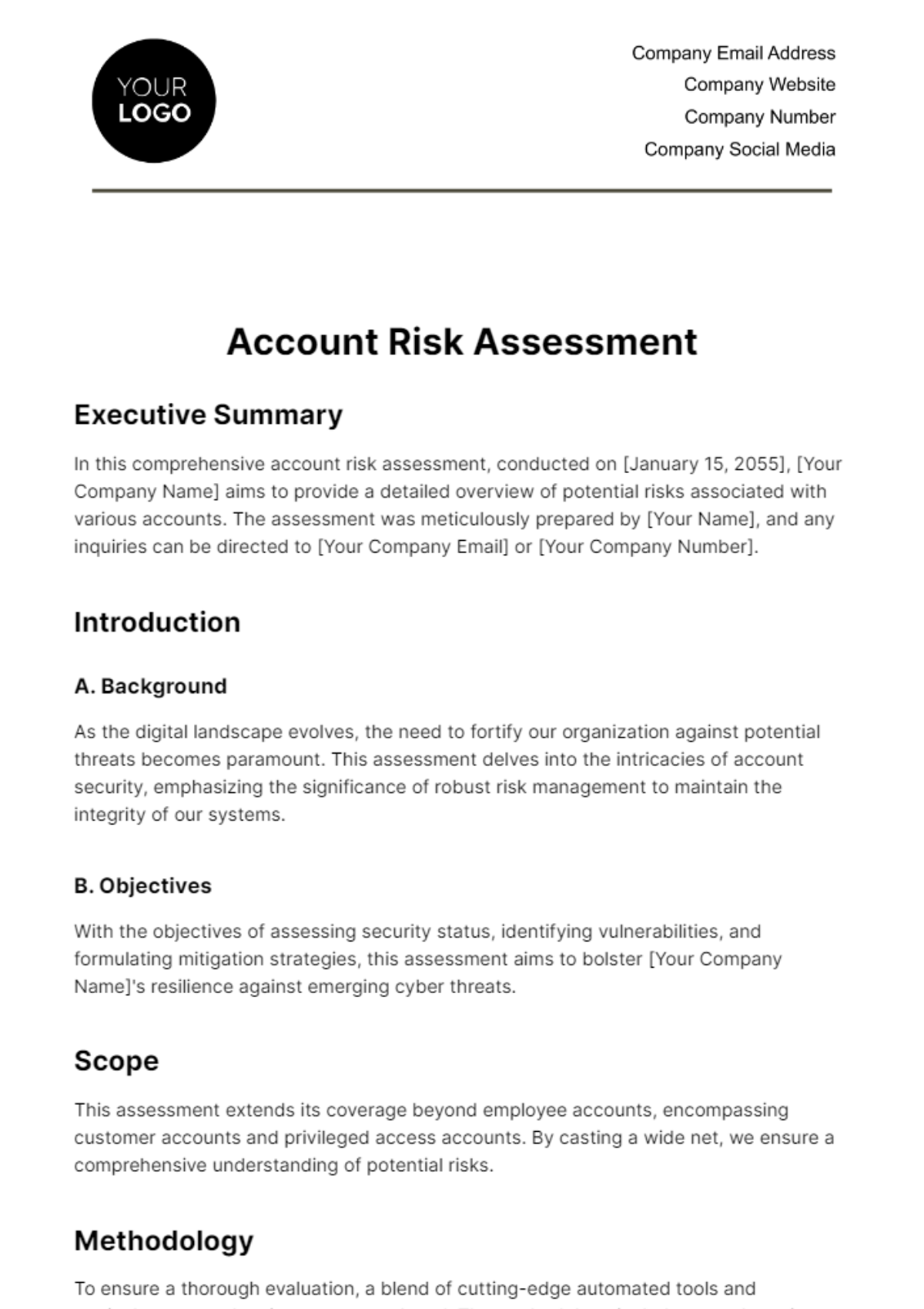 Account Risk Assessment Template - Edit Online & Download