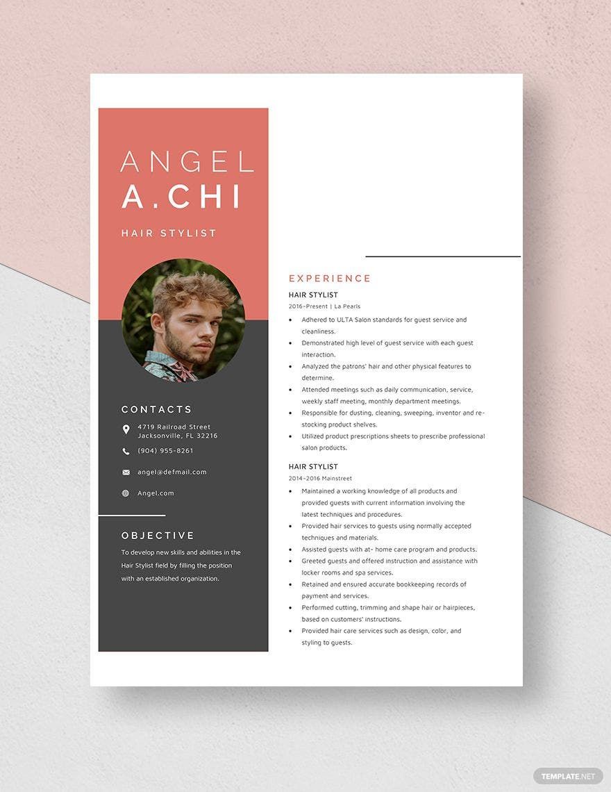 Free Hair Stylist Resume in Word, Apple Pages