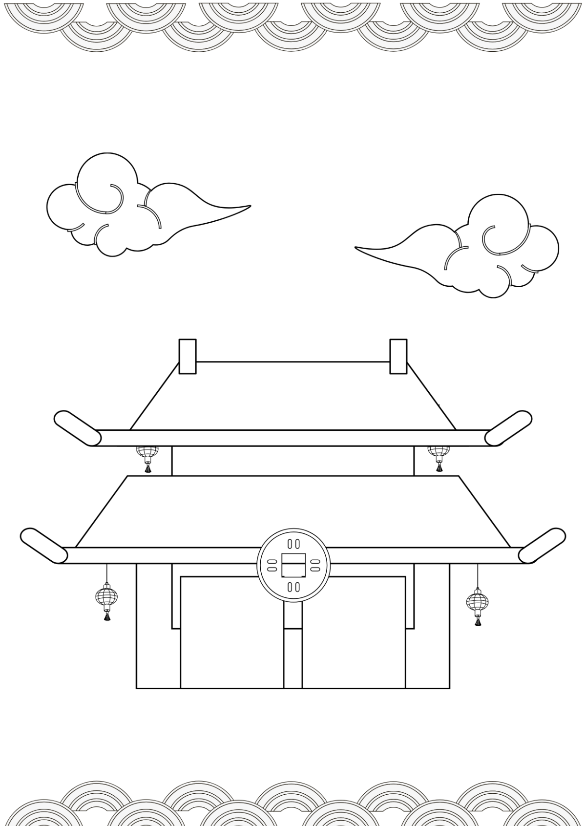 Simple Chinese New Year Coloring Pages Template