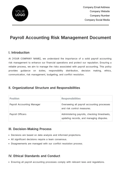 Free Payroll Accounting Risk Management Document Template to Edit Online