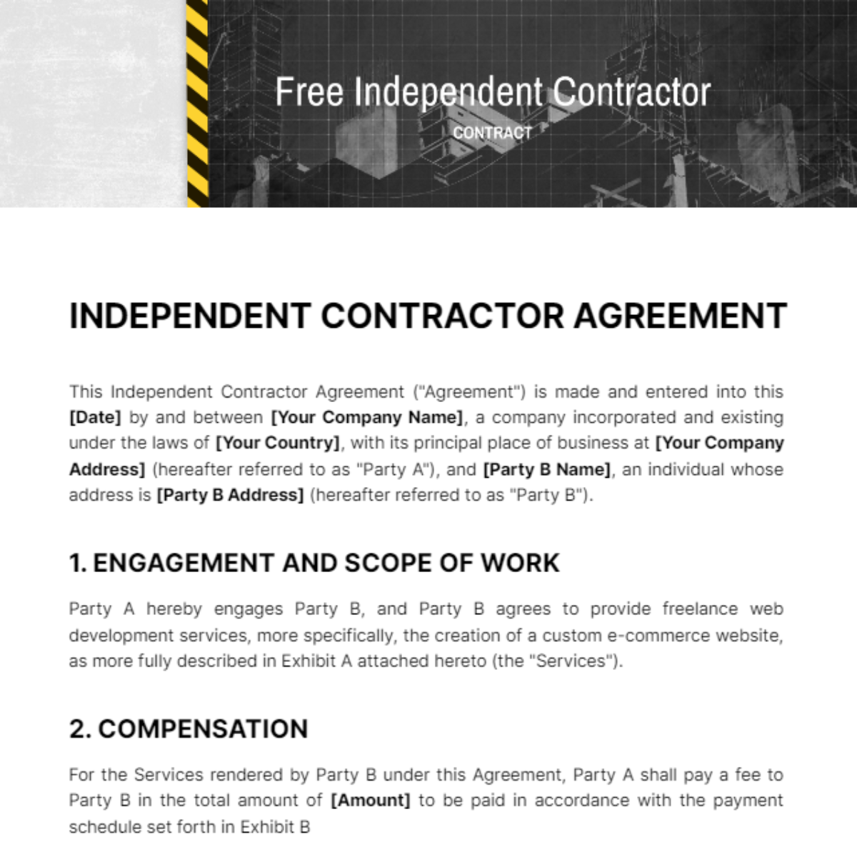 Independent contractor contract edit online download example