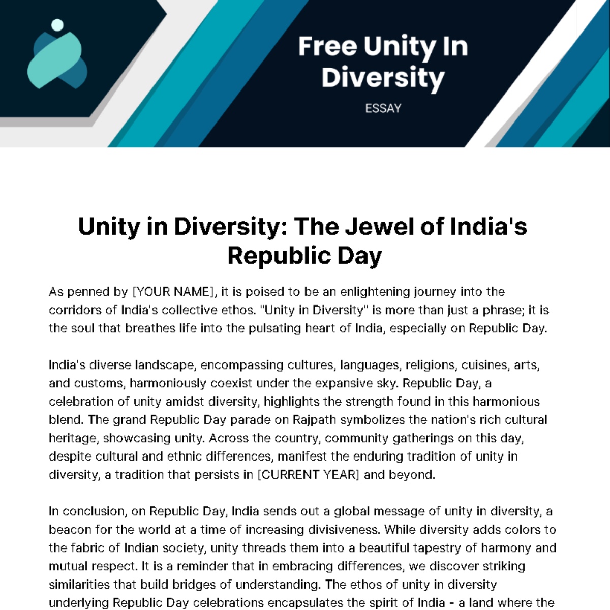 Unity in Diversity Essay Template