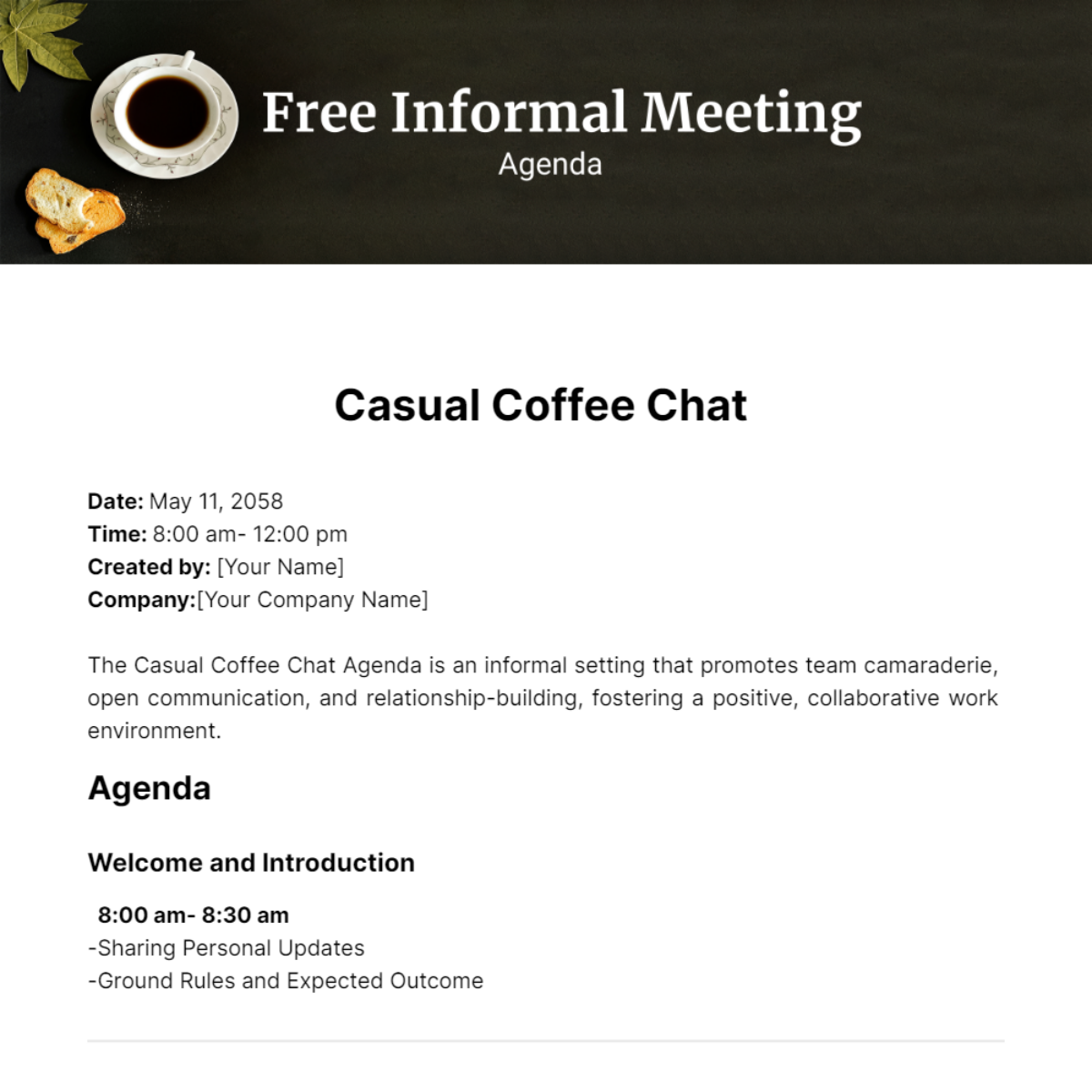 Informal Meeting Agenda  Template