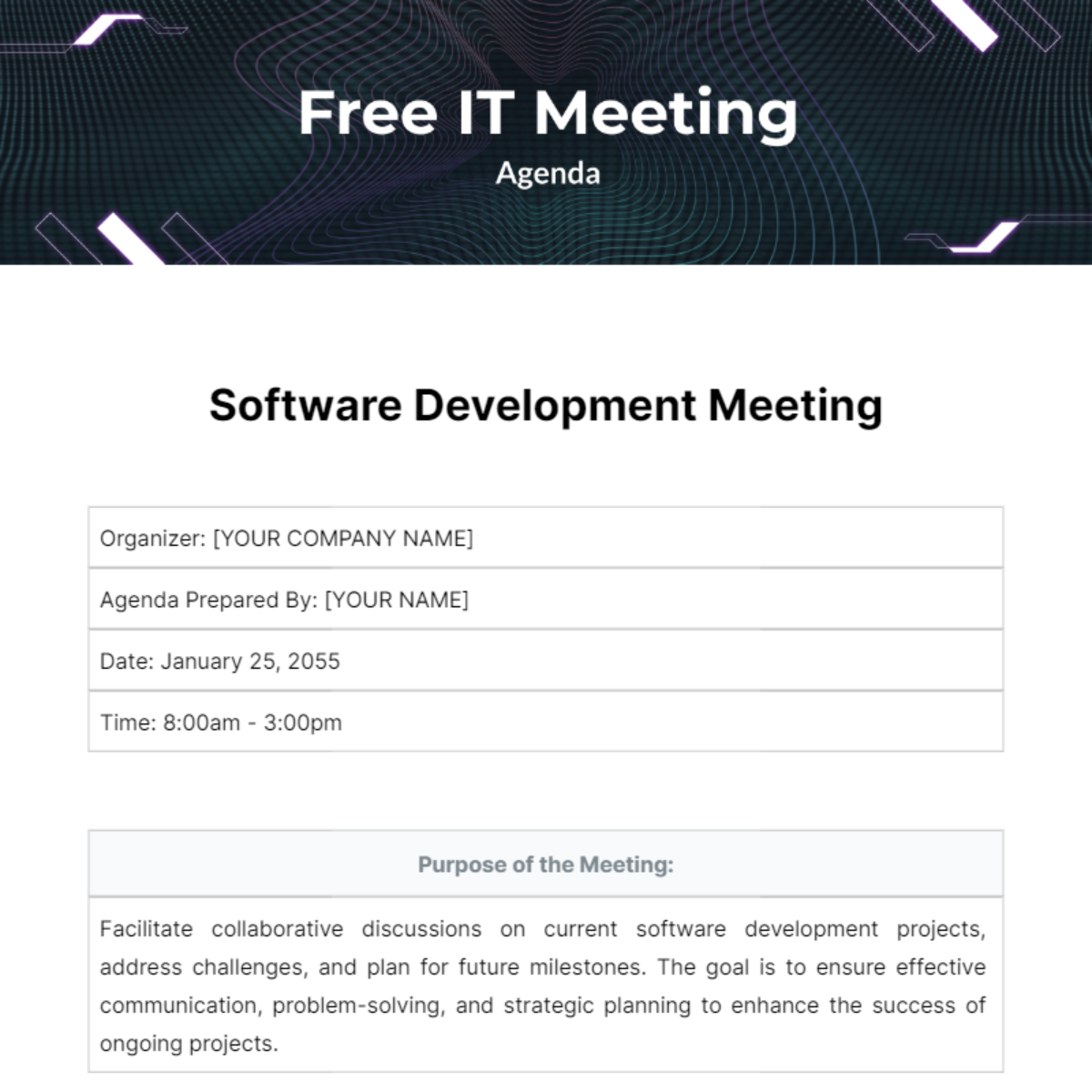 Free IT Meeting Agenda Template