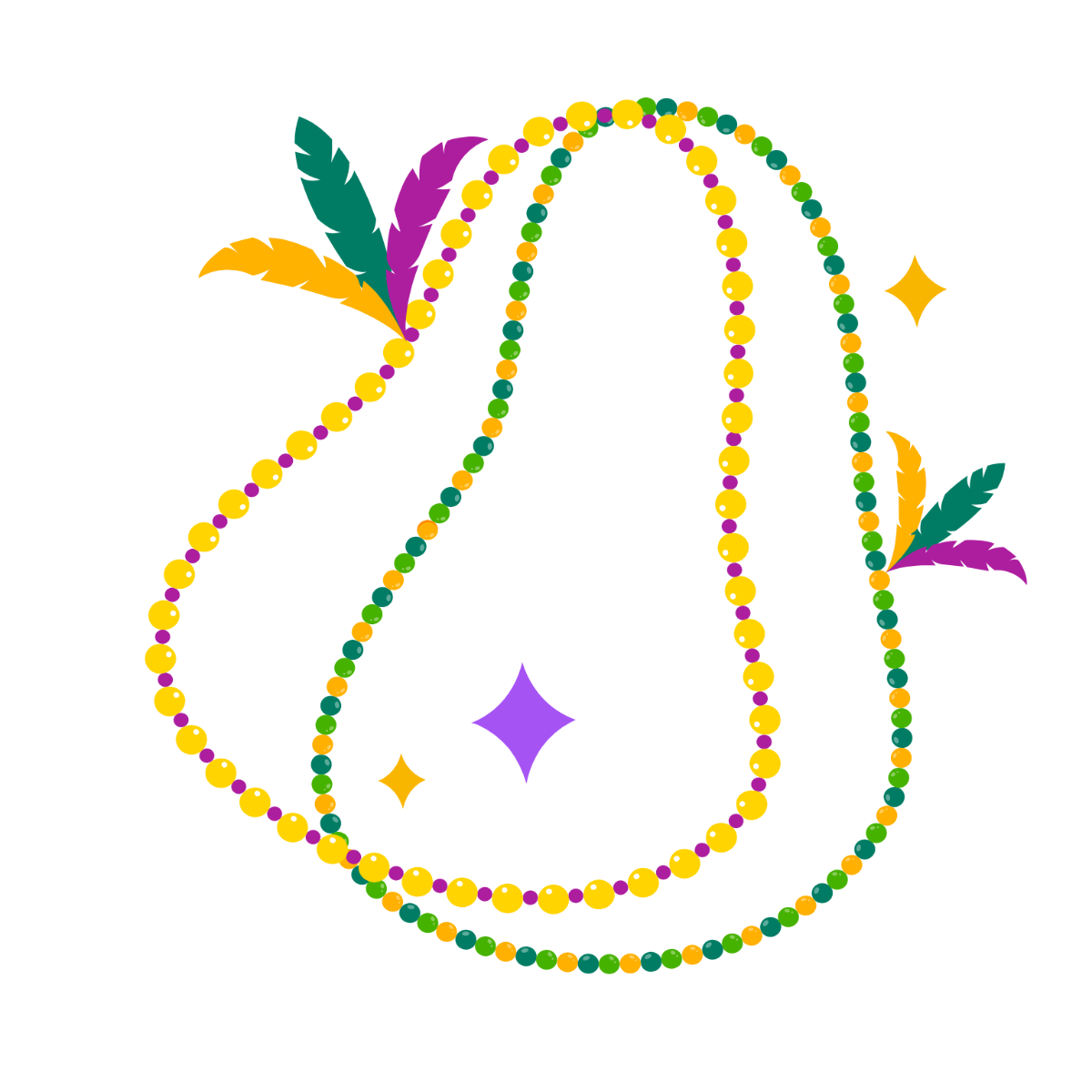 Mardi Gras Beads Clipart Template
