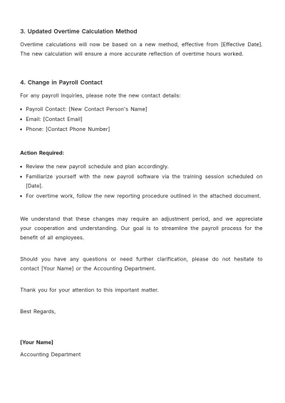Free Payroll Accounting Change Notification Template to Edit Online