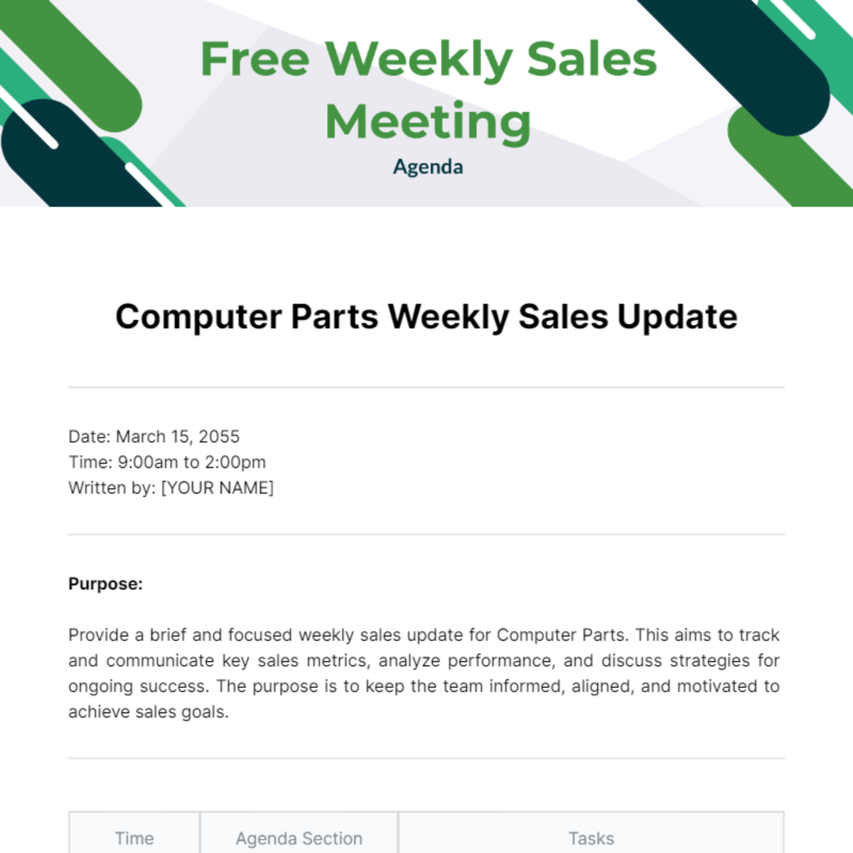 Weekly Sales Meeting Agenda Template