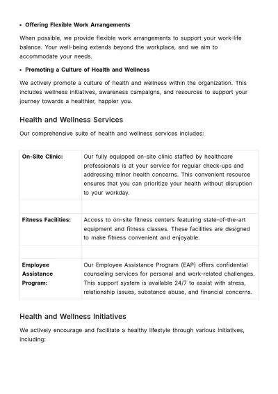 Free Detailed Handbook on Employee Health and Wellness Compliance HR Template to Edit Online