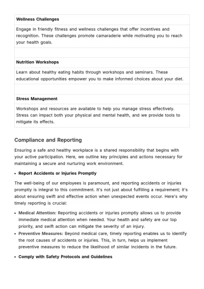 Free Detailed Handbook on Employee Health and Wellness Compliance HR Template to Edit Online