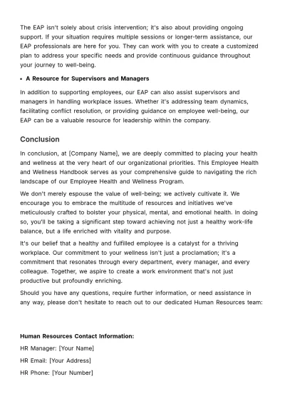 Free Detailed Handbook on Employee Health and Wellness Compliance HR Template to Edit Online