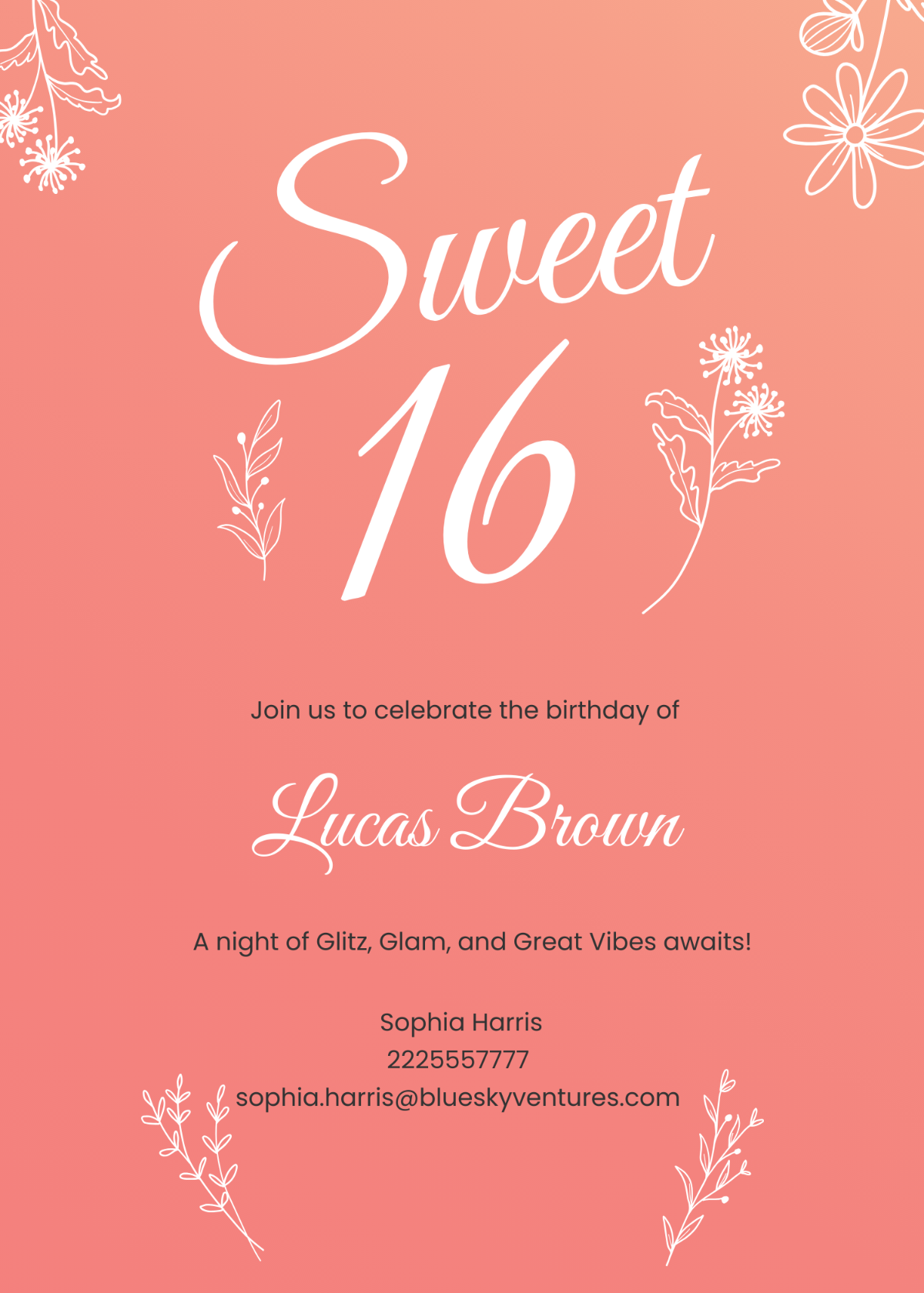 Printable Sweet 16 Invitation Template - Edit Online & Download