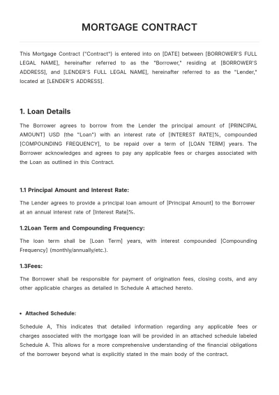 Free Mortgage Contract Template to Edit Online