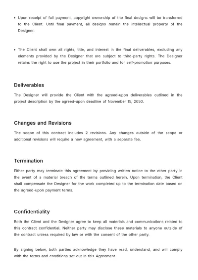 Free Freelance Graphic Design Contract Template to Edit Online
