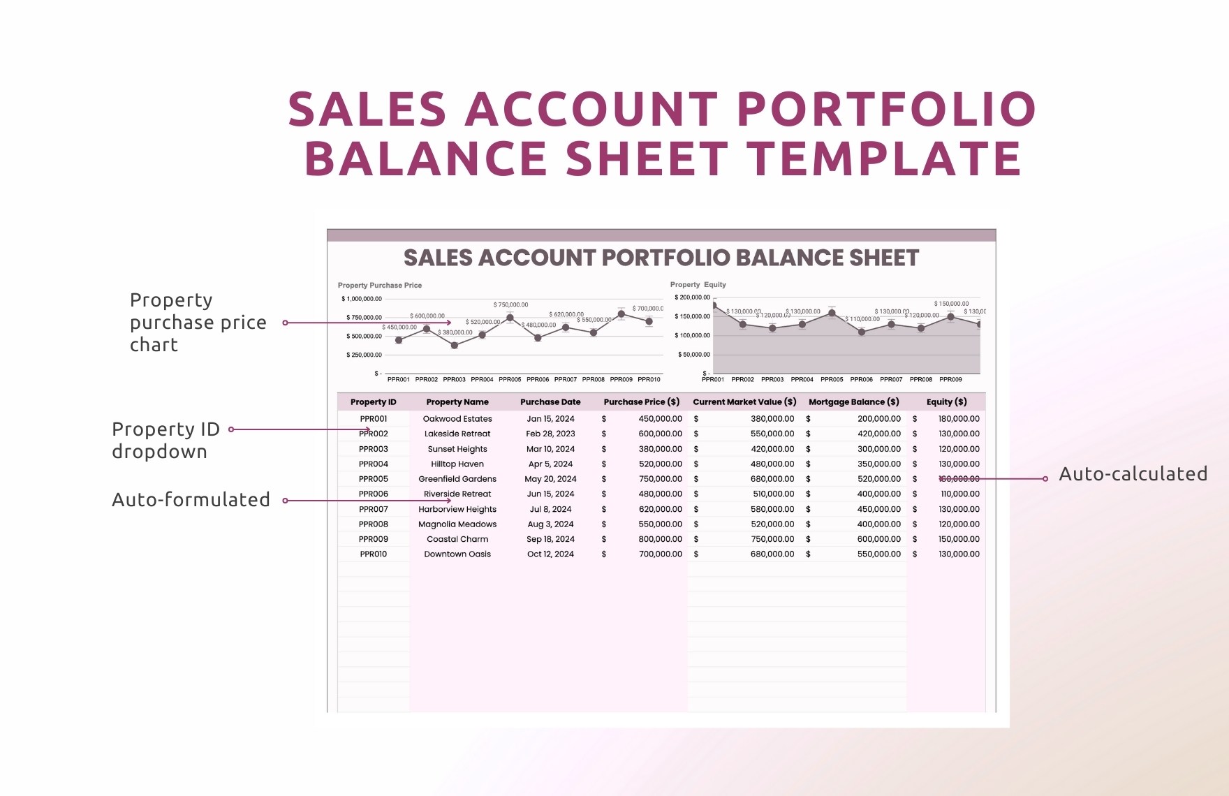 Sales Account Portfolio Balance Sheet Template
