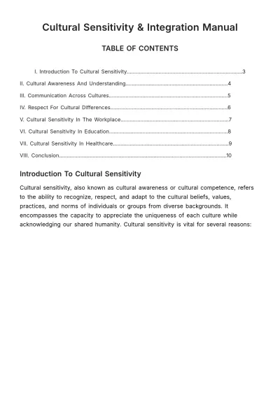Free Cultural Sensitivity & Integration Manual HR Template to Edit Online