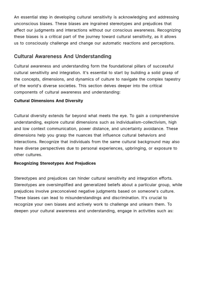 Free Cultural Sensitivity & Integration Manual HR Template to Edit Online