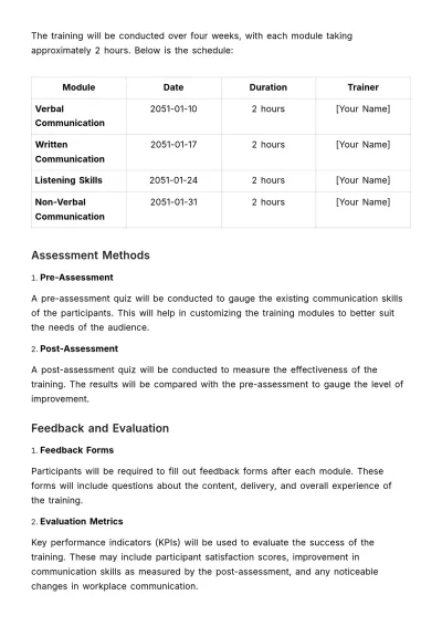 Free Comprehensive Communication Skills Training Guide HR Template to Edit Online