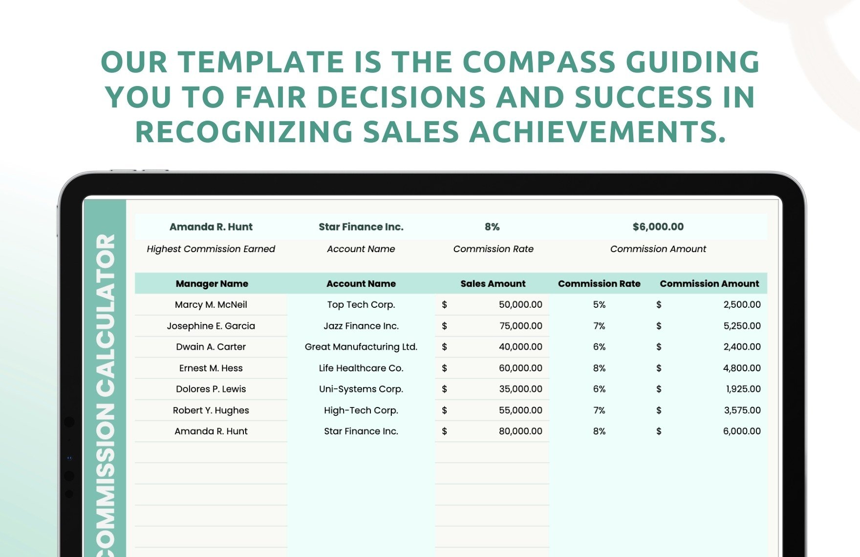 Sales Account Manager Commission Calculator Template