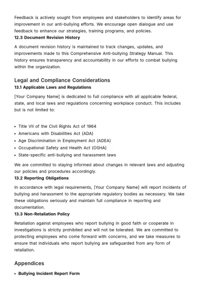 Free Comprehensive Anti-bullying Strategy Manual HR Template to Edit Online