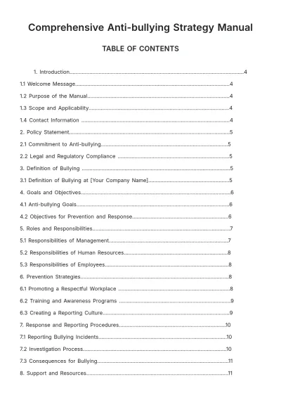 Free Comprehensive Anti-bullying Strategy Manual HR Template to Edit Online