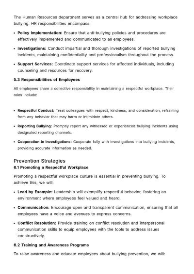 Free Comprehensive Anti-bullying Strategy Manual HR Template to Edit Online