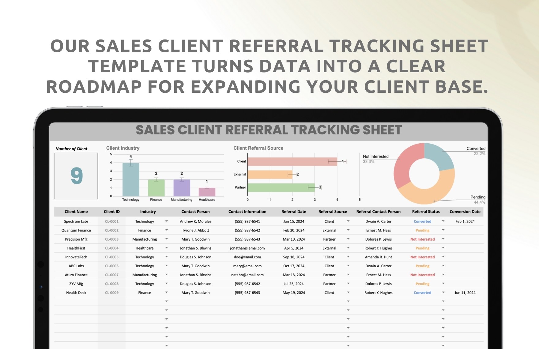 Sales Client Referral Tracking Sheet Template