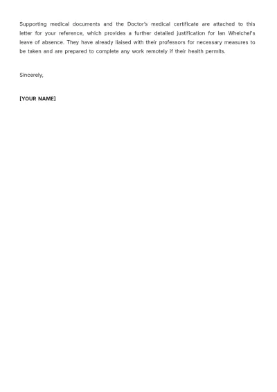 Free College Medical Leave Letter Template to Edit Online