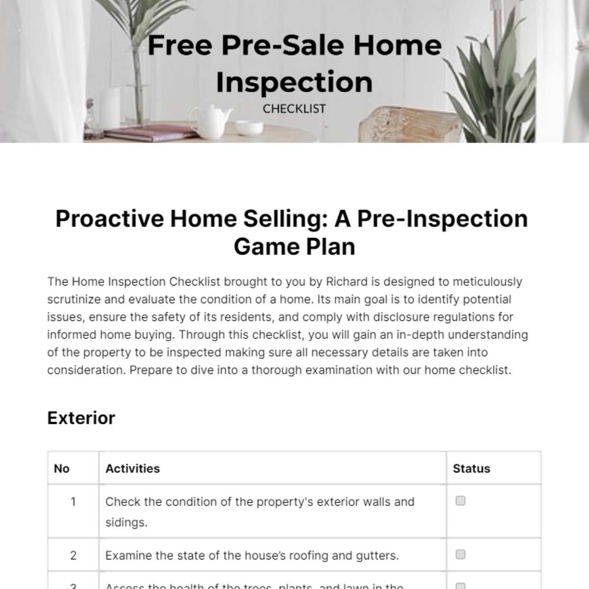 PreSale Home Inspection Checklist Template Edit Online & Download