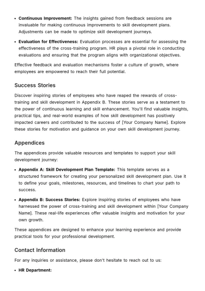 Free Cross-training and Skill Development Handbook HR Template to Edit Online