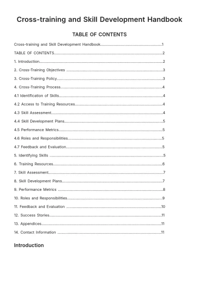 Free Cross-training and Skill Development Handbook HR Template to Edit Online