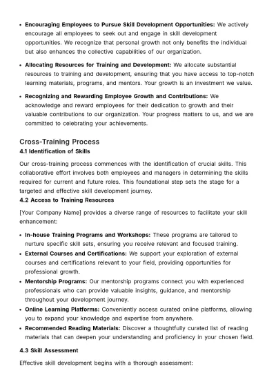 Free Cross-training and Skill Development Handbook HR Template to Edit Online