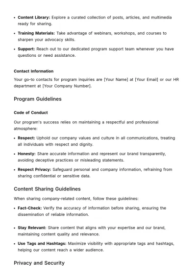 Free Employee Advocacy and Voice Program Guide HR Template to Edit Online