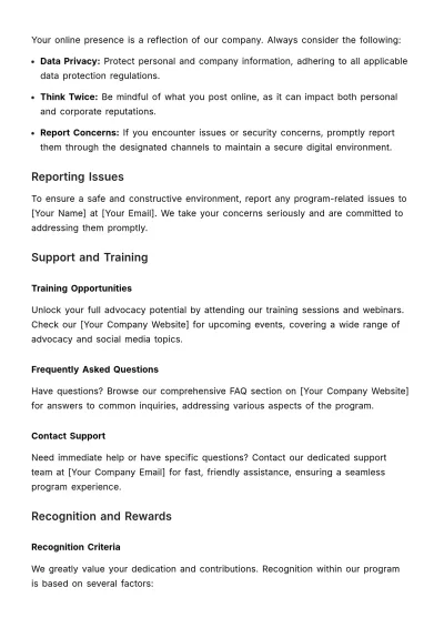 Free Employee Advocacy and Voice Program Guide HR Template to Edit Online