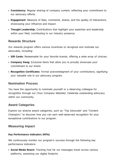 Free Employee Advocacy and Voice Program Guide HR Template to Edit Online