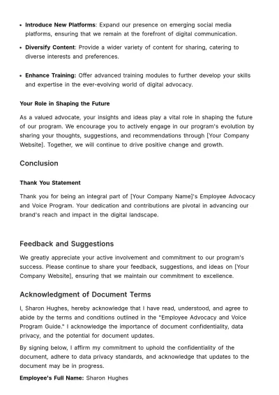 Free Employee Advocacy and Voice Program Guide HR Template to Edit Online