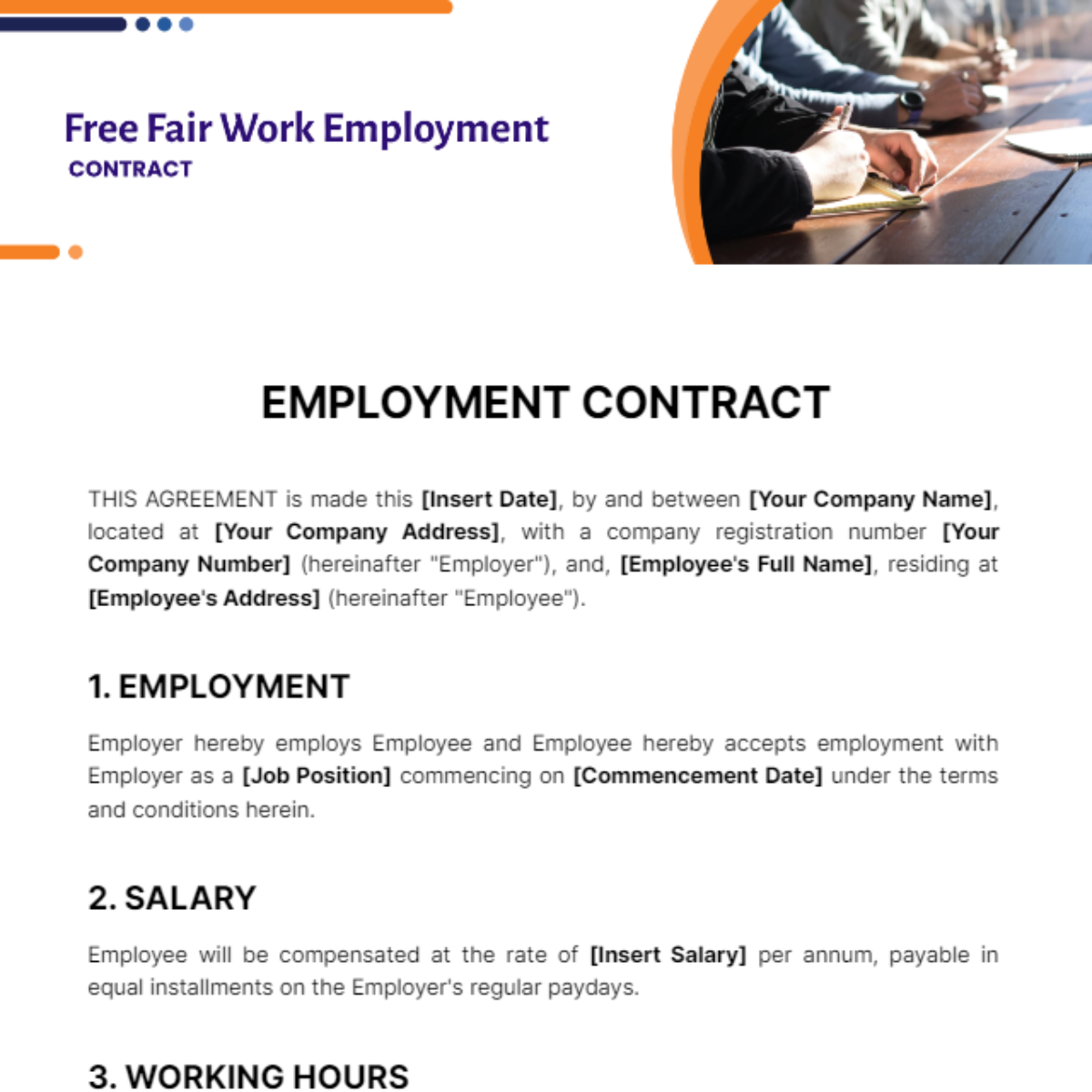 fair work part time employment contract template