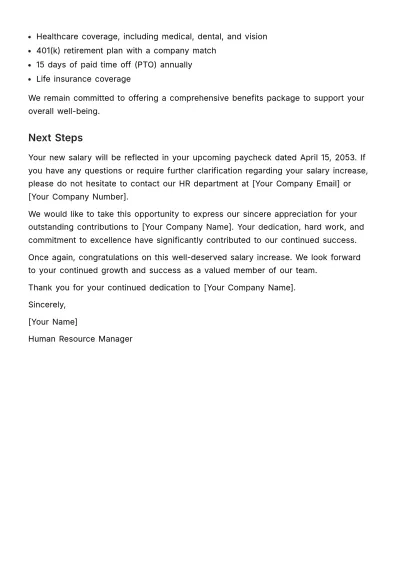 Free Salary Increase Notification HR Template to Edit Online